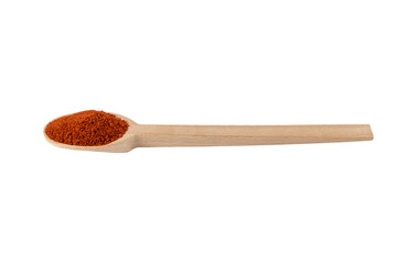 Tandoori Masala mix of spices  in wooden spoon isolated on white background. Spices and food ingredients.