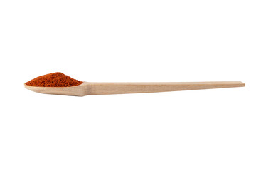 Tandoori Masala mix of spices  in wooden spoon isolated on white background. Spices and food ingredients.
