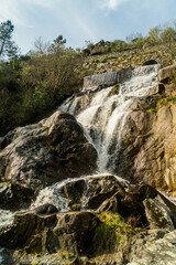 Obraz premium A Chancis lookout, waterfall and wharf, Sober, Galicia, Spain: viewpoints Sil river