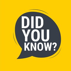 Did you know speech bubble in flat style. Art design knowledge post for interesting post or article. Abstract concept graphic element
