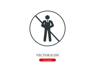 No bodyguard vector icon.  Editable stroke. Linear style sign for use on web design and mobile apps, logo. Symbol illustration. Pixel vector graphics - Vector