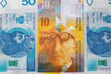 Banknoty w polskich złotych i frankach szwajcarskich