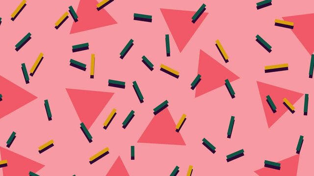 Trendy colorful fun shapes and pattern on seamless loop