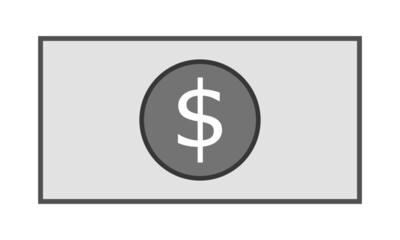 money icon with minimal banknote isolated on white background for business financial.