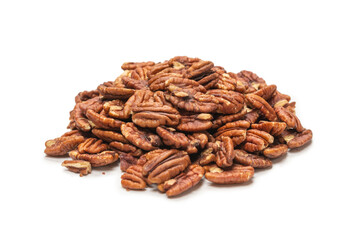 Pecan-nut isolated on white background. Top view.