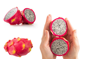 Sweet tasty dragon fruit or pitaya isolated on white