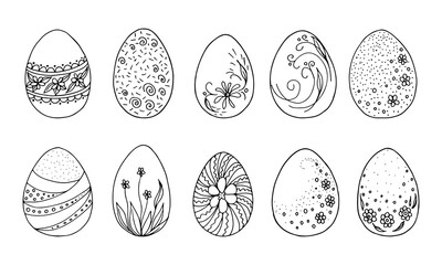 Easter eggs with various ornaments