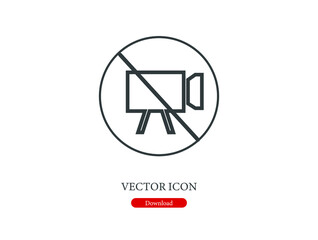 No video vector icon.  Editable stroke. Linear style sign for use on web design and mobile apps, logo. Symbol illustration. Pixel vector graphics - Vector
