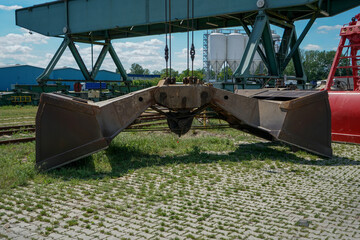 Crane in an industrial port on the Danube in Bavaria photographed 