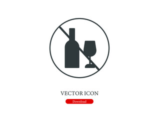 No wine vector icon.  Editable stroke. Linear style sign for use on web design and mobile apps, logo. Symbol illustration. Pixel vector graphics - Vector