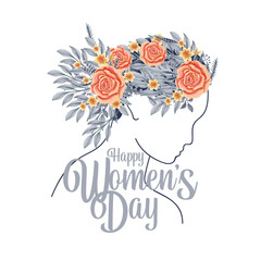 International womens day greetings with woman profile