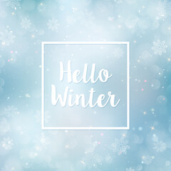 Naklejka na ściany i meble Hello winter blurred background. Christmas Snowflakes Blurred Background