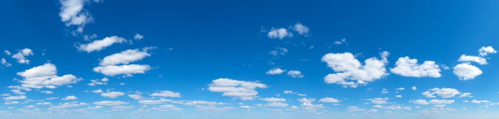 Panoramic fluffy cloud in the blue sky. Sky with cloud on a sunny day.