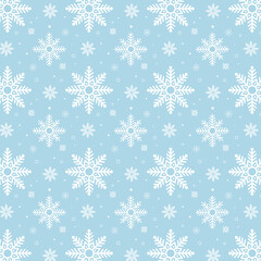 Blue snowflakes pattern. White snowflakes pattern on blue background
