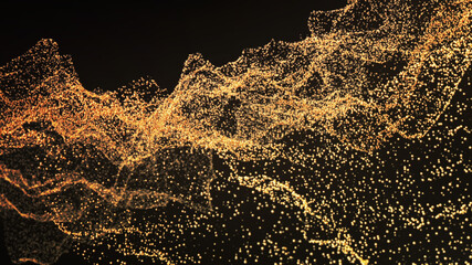 gold shiny particles. 3D rendering.