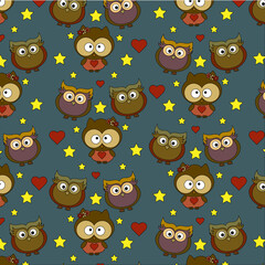 seamless pattern with owls