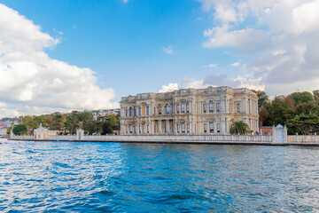 The Beylerbeyi Palace on asian coastline Bosporus Strait in Istanbul, Turkey. Beylerbeyi meaning...