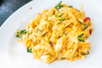 stir fried crab with curry sauce -Thai food.