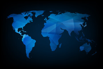 Fototapeta na wymiar Blue geometric world map