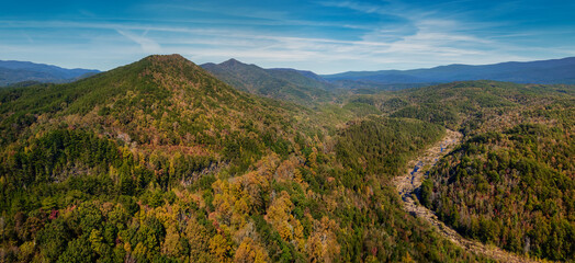 Aerial Panorama of Blue Ridge Mountains