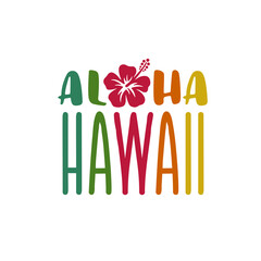 Aloha hawaii floral t-shirt print. Surf paradise, pacific ocean typography. Surfing related apparel design. Vector vintage illustration. © chelovector