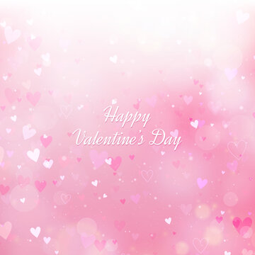 Valentine's Day background with hearts and bokeh