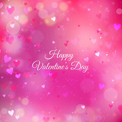 Valentine's Day background with hearts and bokeh