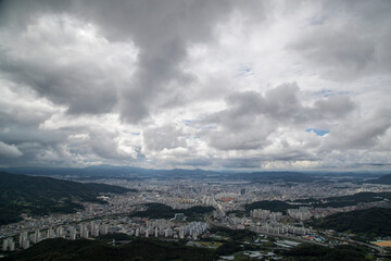 구름, 도시, 하늘 