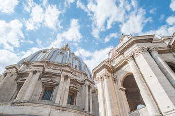 Top of St. Peter's Basilica, located at Saint Peter's Square, the large plaza in Vatican City.