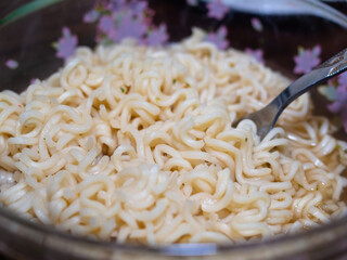 noodles brewed in a bowl. instant pasta.bystraya food