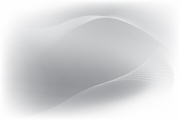 Abstract White Technology Background with white particle line and dark and light grey color. Template of modern future.