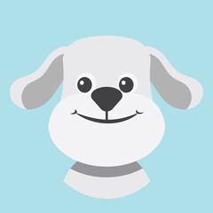 Animal Portrait with Flat Design fun Dog Vector Illustration