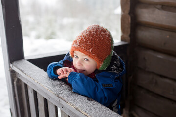 Sweet children, playing in the snow