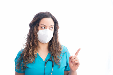 female healthcare worker making a hand gesture