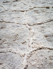 Salt flat hexagons details Badwater Basin in Death Valley, California
