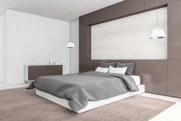 Copy space in white and brown bedroom