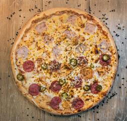 Double pizza with two different flavors