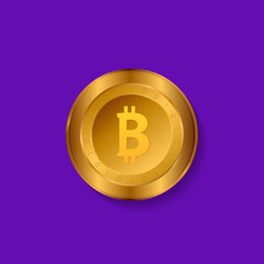 Bitcoin golden coin. Isolated detailed vector illustration.