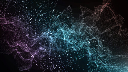 technology image. colorful shiny particles. 3D rendering.