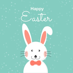 Happy easter with bunny greeting card. Easter day background. Vector illustration.