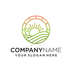 Sun farm outline logo design