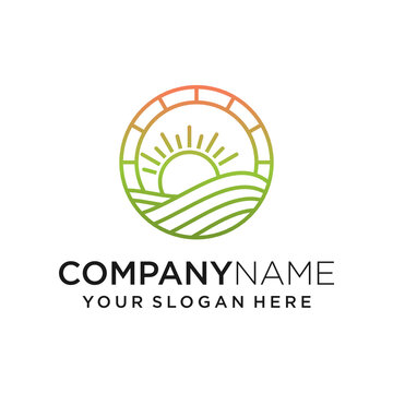 Sun farm outline logo design