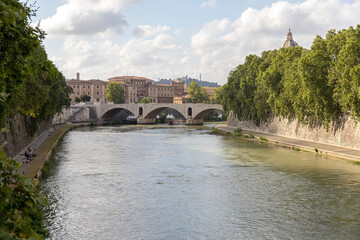 Fototapeta na wymiar View of Tiber river in Rome, Italy.