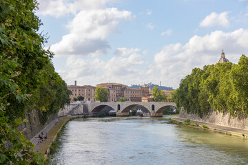 Fototapeta na wymiar View of Tiber river in Rome, Italy.