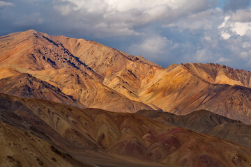Tajikistan. Sunny evening in the mountains of the North-Eastern section of the Pamir highway.