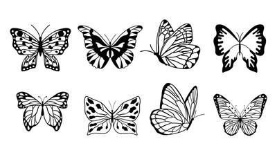 set of butterflies isolated on white background in vector format very easy to edit, individual objects