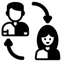 
A customer exchange icon in solid design

