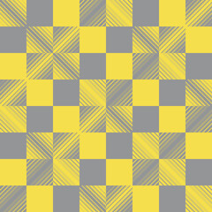 Seamless abstract background checkered pattern the oblique lines are crossed into a diamond shape. The color trends of 2021 are yellow and gray. Vector illustration.