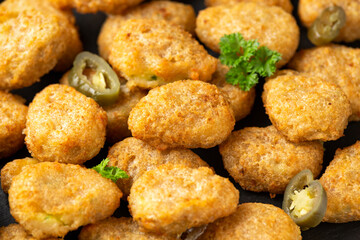 Crispy Jalapeno Popper with creamy cheese battered party food bites