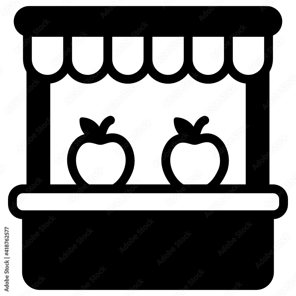 Poster fruits stall icon in glyph vector design